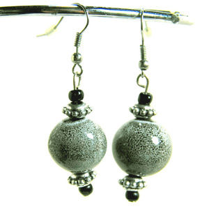 Glass Bead Earrings with Silver Accents
